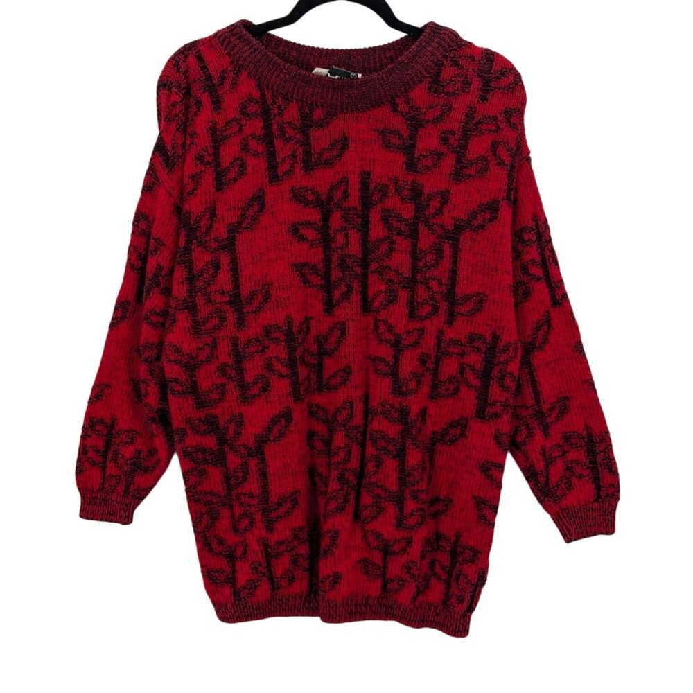 Vtg 90s Abstract Knit Crewneck Sweater Grunge‎ Cozy Indie Relaxed Fit USA Size L